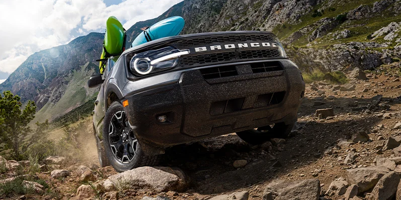 A photo of a 2025 Ford Bronco Sport off-roading.