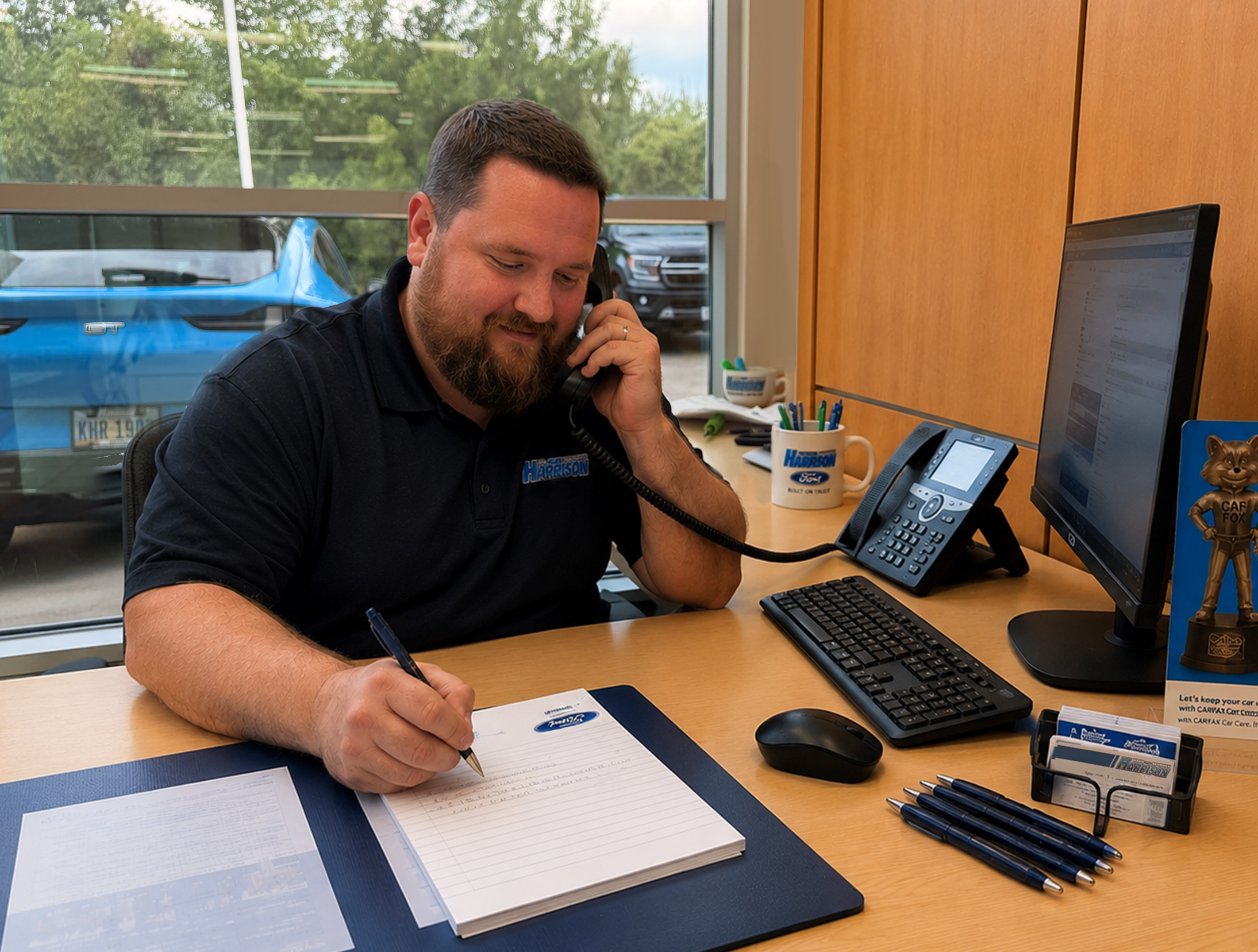Service advisor helping customer